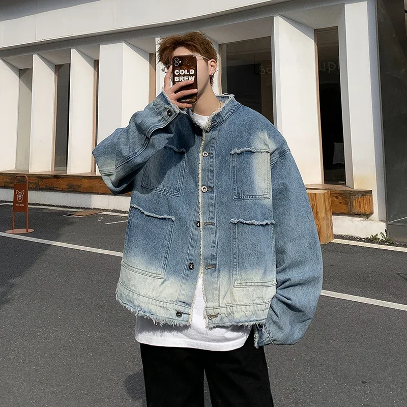 Coat Rack Standing - 미국 레트로 힙합 로우 엣지 데님