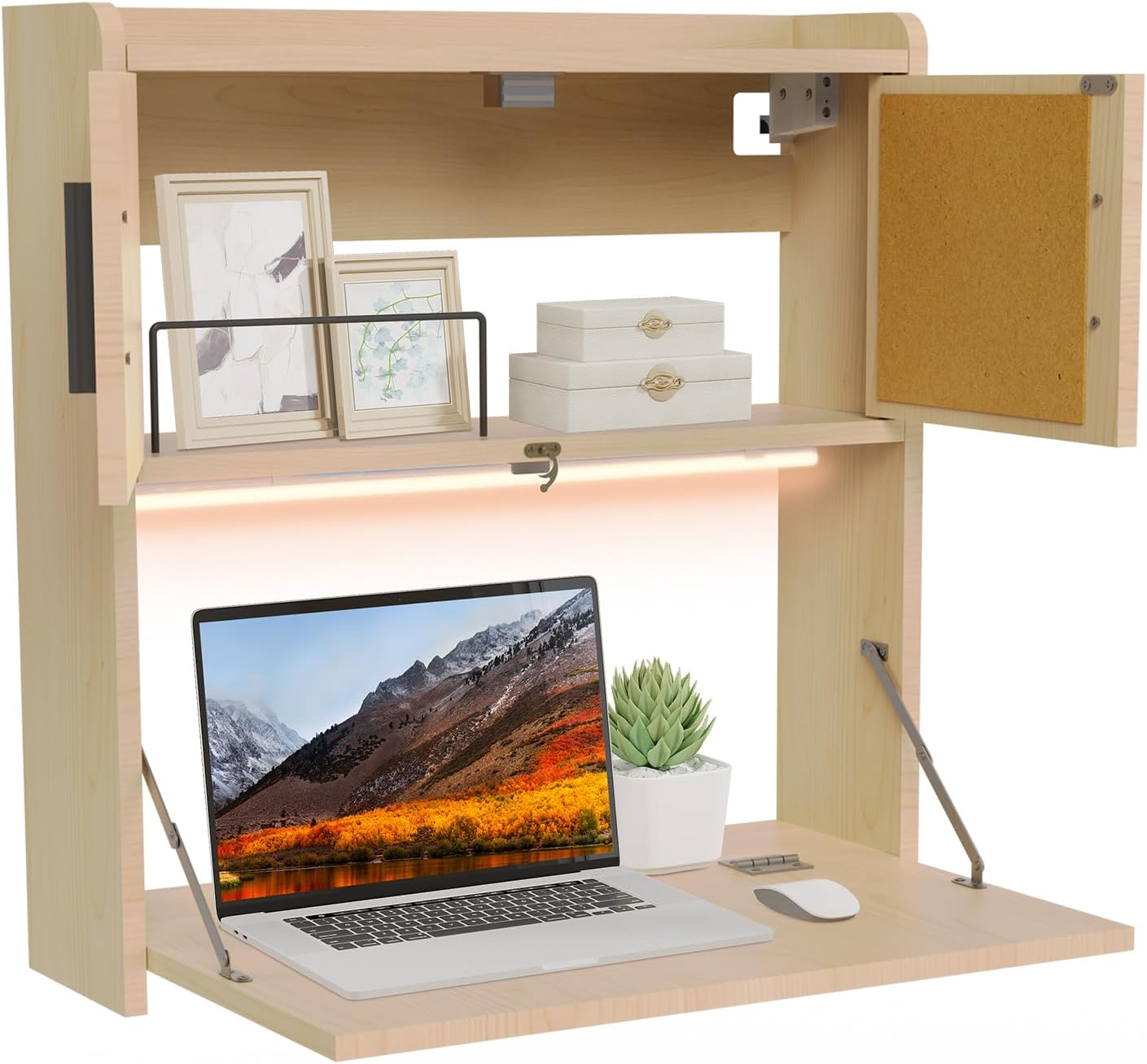Wall Mounted Desk Fold - 아르테시스 벽걸이 접이식 책상 LED 조명