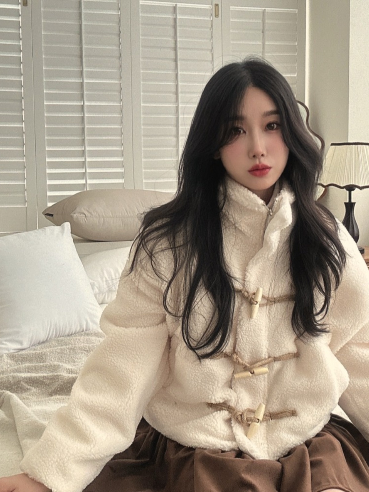 Coat Rack Standing - 양털 칼라 코튼 보온 여성 재킷
