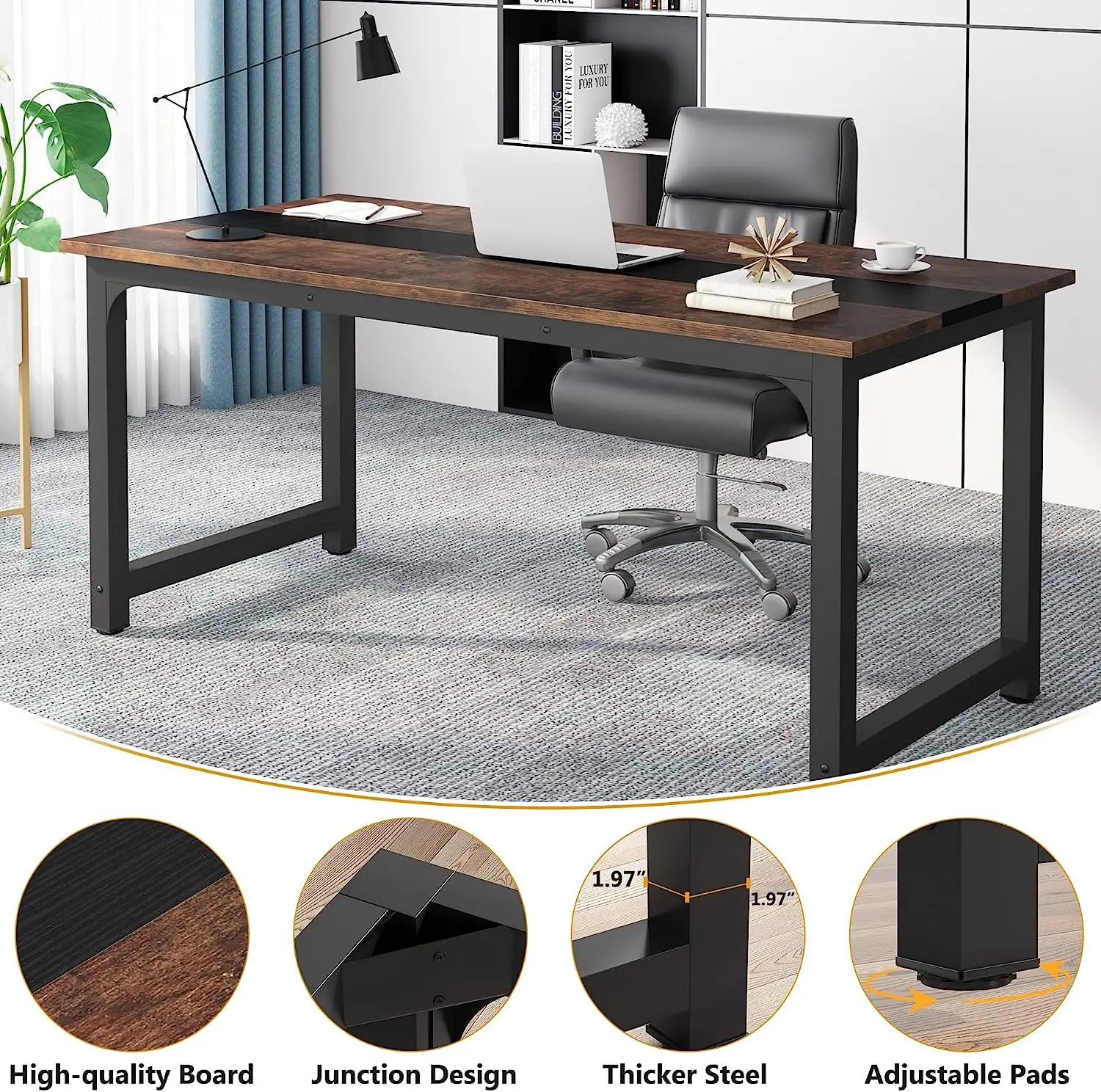 Tribesigns 모던 컴퓨터 책상, 대형 사무실 책 - Office X Furniture 리뷰 및 가격