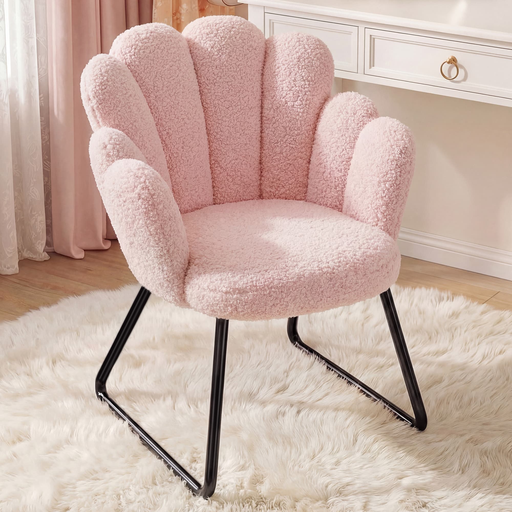 EnHomee 테디 플리스 액센트 의자, 슬레드 메탈  - Office X Furniture 리뷰 및 가격