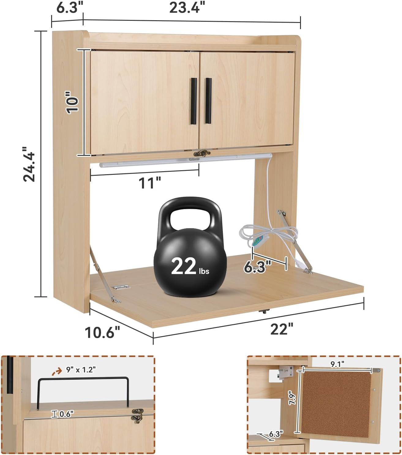 아르테시스 벽걸이 접이식 책상 LED 조명 포함 드롭다 - Wall Mounted Desk Fold 리뷰 및 가격