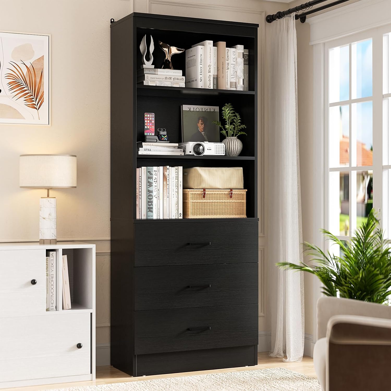 Aheaplus 71인치 책장(서랍 3개 및 개방형 선 - Office X Furniture 리뷰 및 가격